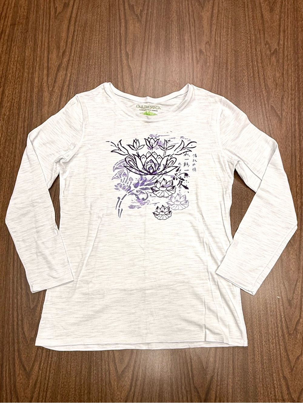 Earth Yoga White Long-Sleeve Floral Graphic Tee Size Xl - Picture 2 of 7